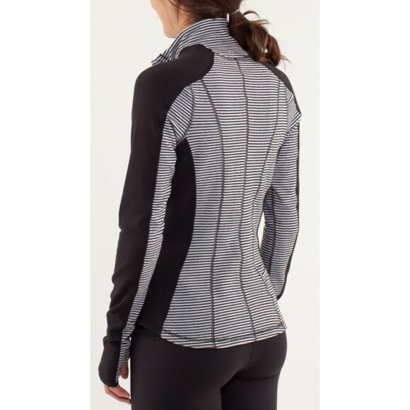 Lululemon Run U-Turn Mini Check Pique Black White Reversible Zip Pullover - Picture 9 of 15